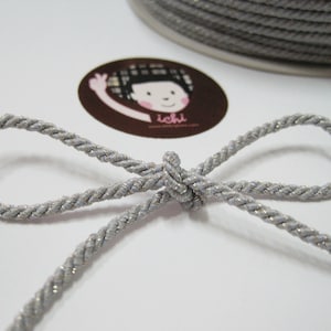 5 Yd 3 mm Silver Twisted Cord with Gold Metallic, Gray Twisted Cord, Braided cord, jewelry making cord, gray twisted cord, silver cord, gray