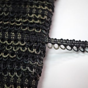 5 yardas 3/8" Borde de bucle negro-verde oscuro