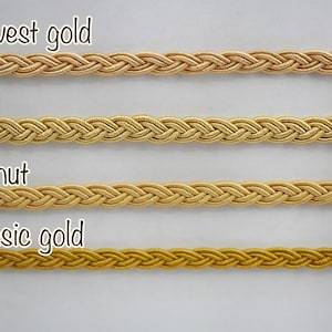 5 Yards 1/4&quot; Gold Braided Cord, Gold Cord, Flat Braided Cord, Flat Cord, Braided headband, braided bracelet, plait cord, gold braid cord
