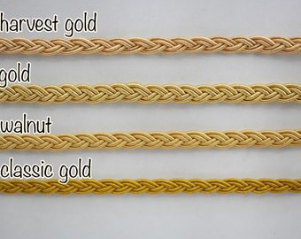 5 Yards 1/4" Gold Braided Cord, Gold Cord, Flat Braided Cord, Flat Cord, Braided headband, braided bracelet, plait cord, gold braid cord