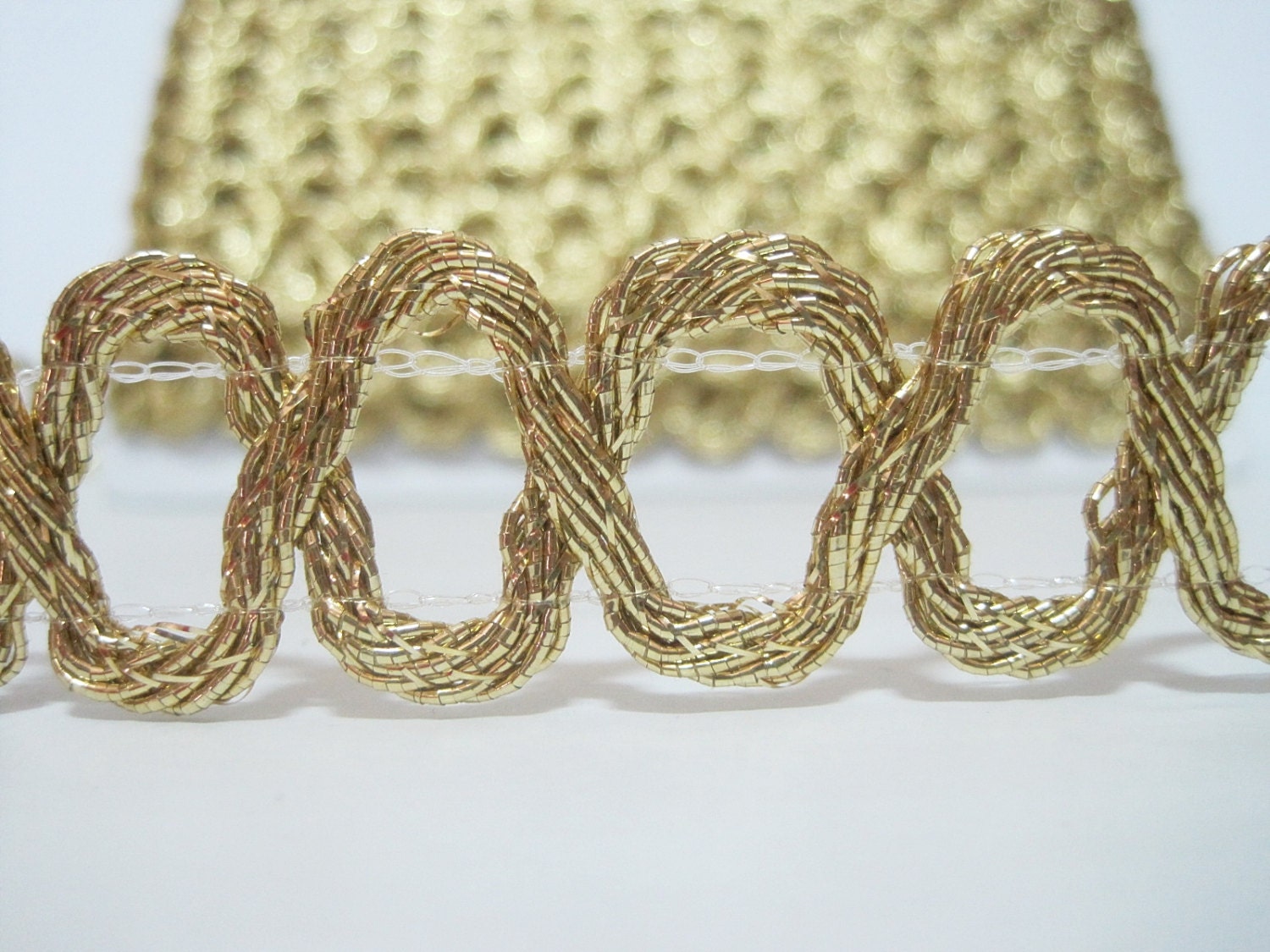 5 metri di treccia metallica oro chiaro, rifiniture all'ingrosso, rifiniture metalliche, manici per borsa, cerchietto, girocollo, rifiniture metallich