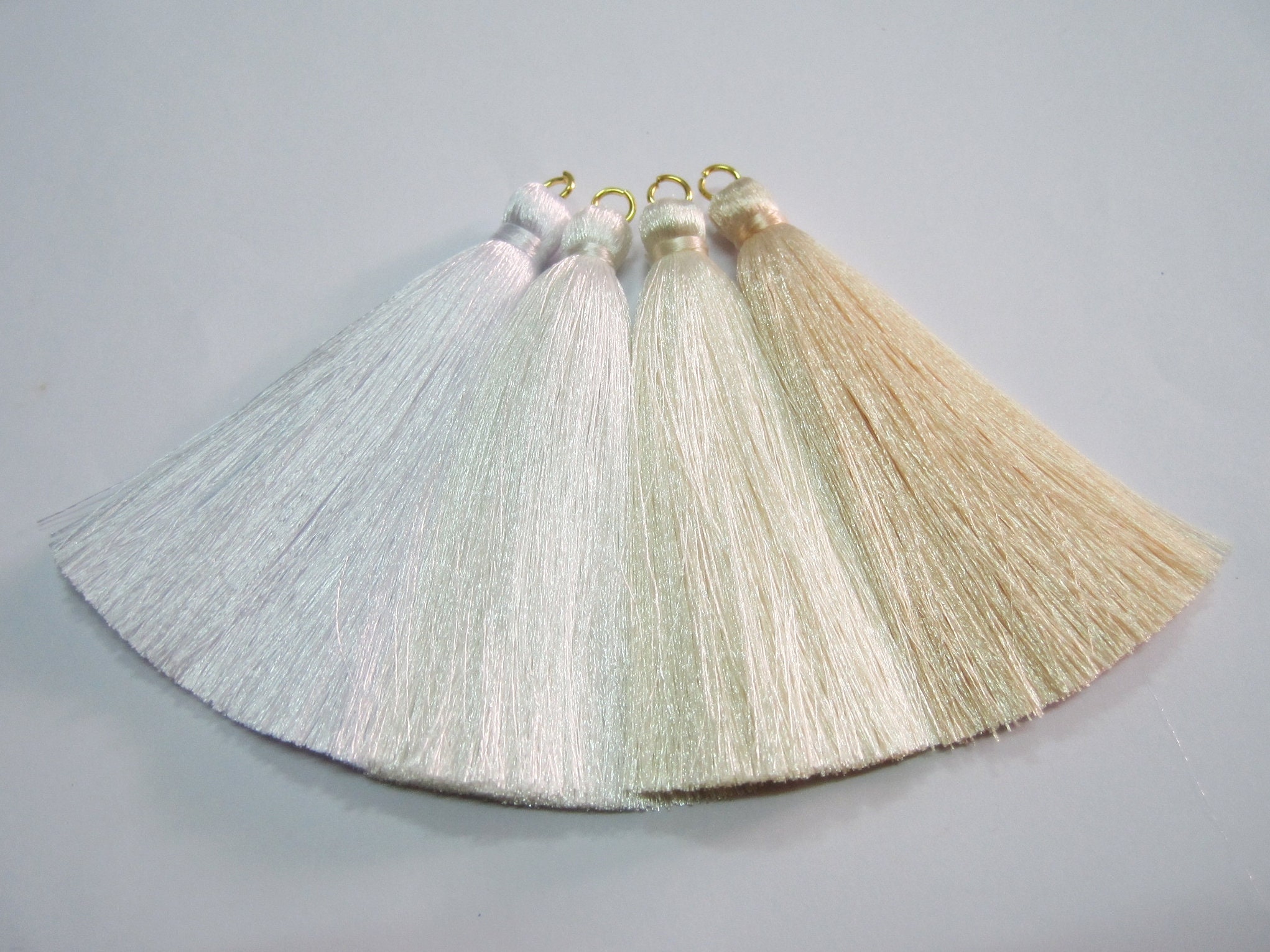 10 Pcs Cream SP39 Long Tassel W/ Jump Ring Wholesale Tassels Etsy