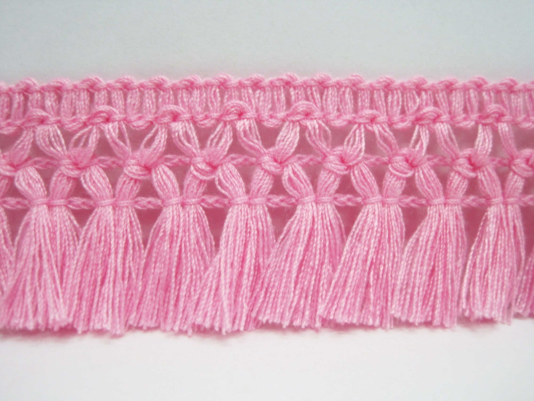 5 Yd 11/4 Carnation Pink Cotton Tassel Trim Pink Trim Etsy