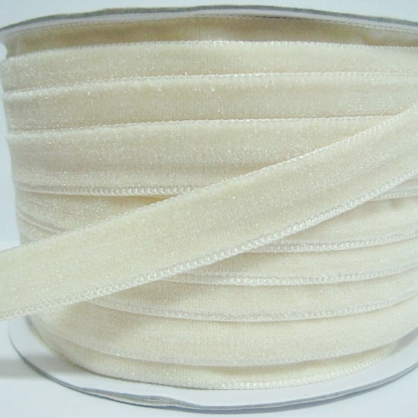 5 yards 1/2" Cream Velvet Ribbon, Cream Velvet Ribbon, Ribbon lot, Wholesale Ribbon, Cream Velvet trim, Velvet ribbon, Ivory velvet ribbon