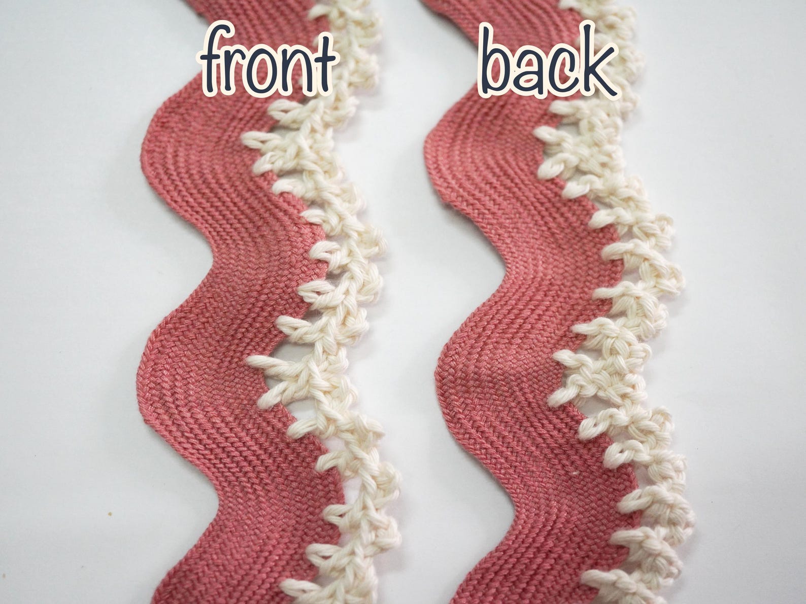 Rose Pink Crocheted Rick Rack Trim, Handmade Crochet Lace, Jumbo Rick ...