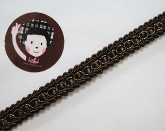 5 Yards 1/2" Dark Brown Gimp Braid Trim, Gimp Braid, Braided Gimp Trim, Scroll Braid Trim, Chinese Braided Trim, brown trim, vintage trim