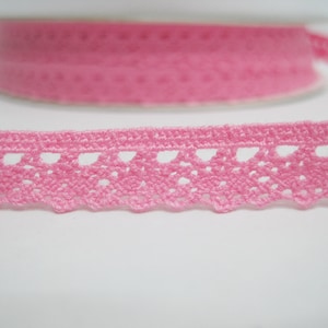 5 yards 3/8 Pink Crochet Lace Trims, Lace Trim, Crochet Lace Trim, Cotton Lace Trim, Lace Trim Ribbon, Pink Lace Trim, Pink Lace, Pink Trim Carnation Pink