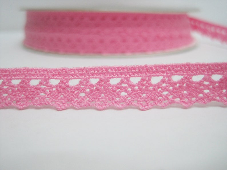 5 yards 3/8 Pink Crochet Lace Trims, Lace Trim, Crochet Lace Trim, Cotton Lace Trim, Lace Trim Ribbon, Pink Lace Trim, Pink Lace, Pink Trim Carnation Pink