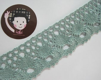 5 yards Sea Green Wide Cotton Lace Trim, Crochet lace trim, Mint lace Trim, Wide Lace, Cotton Trim, sage green lace, sage green cotton lace