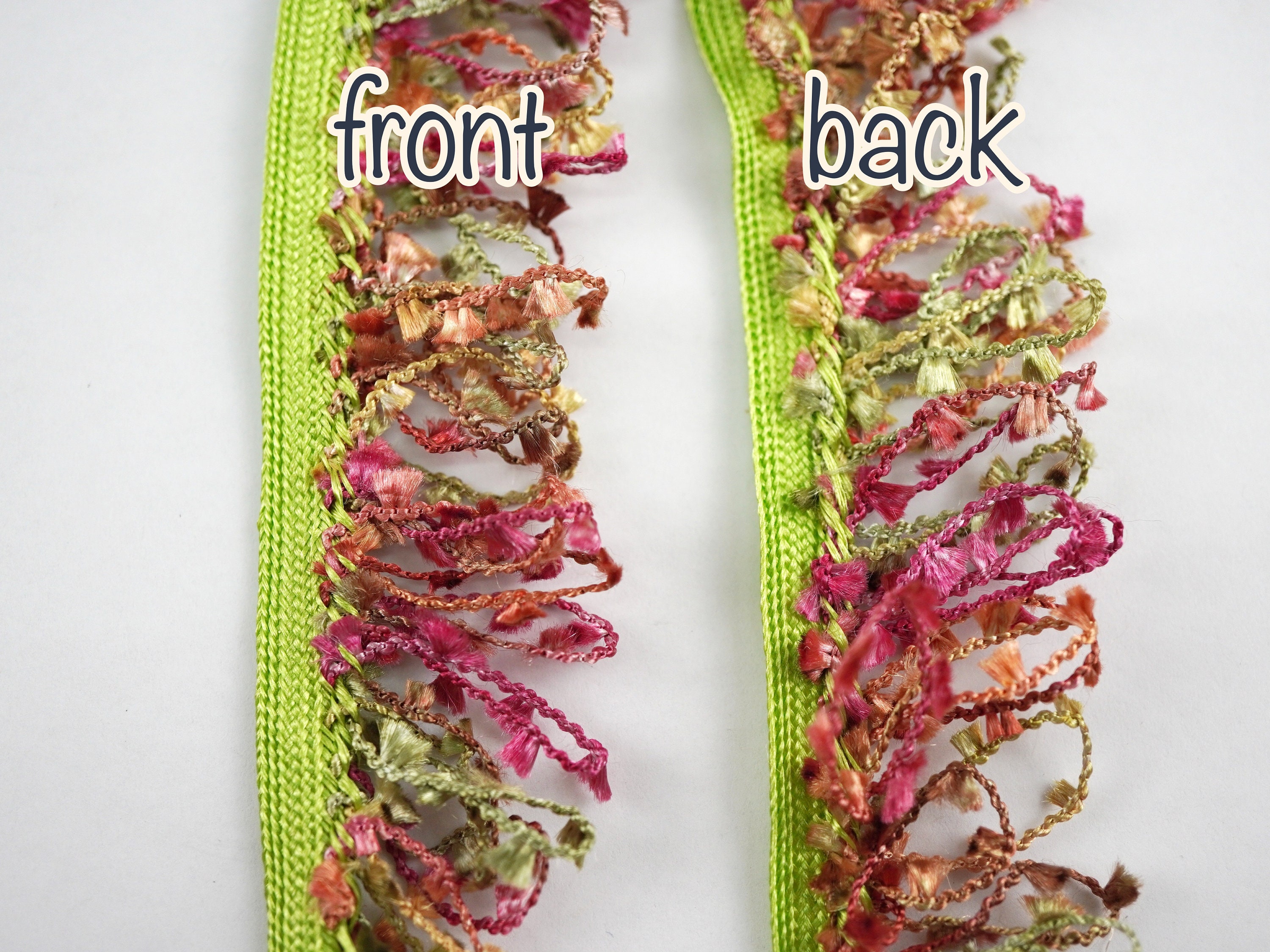 5 Yards Lime Green Multicolored Loop Trim, Multicolored Tassel Trim ...
