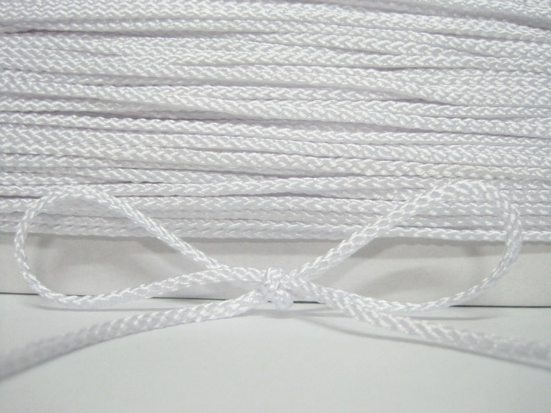 5 yards 3 mm White Braided Cord, Braided cord, soutache cord, soutache braided, wholesale cord, round cord, jewelry making cord, white cord