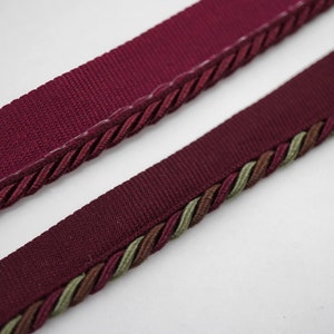 5 Yards Burgundy Lip Cord Piping, Red lip cord, edge piping, decorative edging, lip cord edge, upholstery edging, red edge piping, red cord