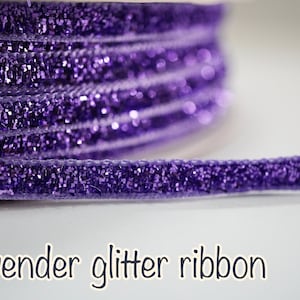 5 Yards 3/16&quot; Lavender Metallic Glitter Ribbon, Glitter yarn, sparkle glitter ribbon, Lavender Velvet Ribbon, purple sparkly ribbon, purple