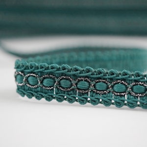 5 Yards Ocean Green Gimp Braided Trim, Gimp Braid, Braided Cord, Braided Gimp Trim, Scroll Braid Trim, green braided trim, green gimp braid