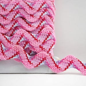 5 Yd roze-paars rek, veelkleurig rek, geweven rek, zigzagband, rekstok groothandel, rekstok, zigzagrek, zigzag