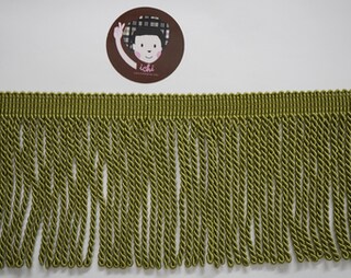 DecoPro Frangia Bullion Verde Prato, Lunghezza 15 Cm, Venduta A Metro (91 Cm), Per Tende, Cuscini, Divani, Passamaneria Arredamento
