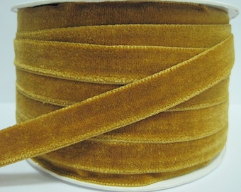 5 yards 1/2" Classic Gold Velvet Ribbon, Gold Ribbon, Ribbon, Wholesale Ribbon, Gold Velvet trim, Gold Velvet Ribbon, yellow velvet ribbon