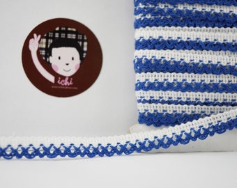 5 yards 3/8" Royal Blue-White lace, 2 tone lace