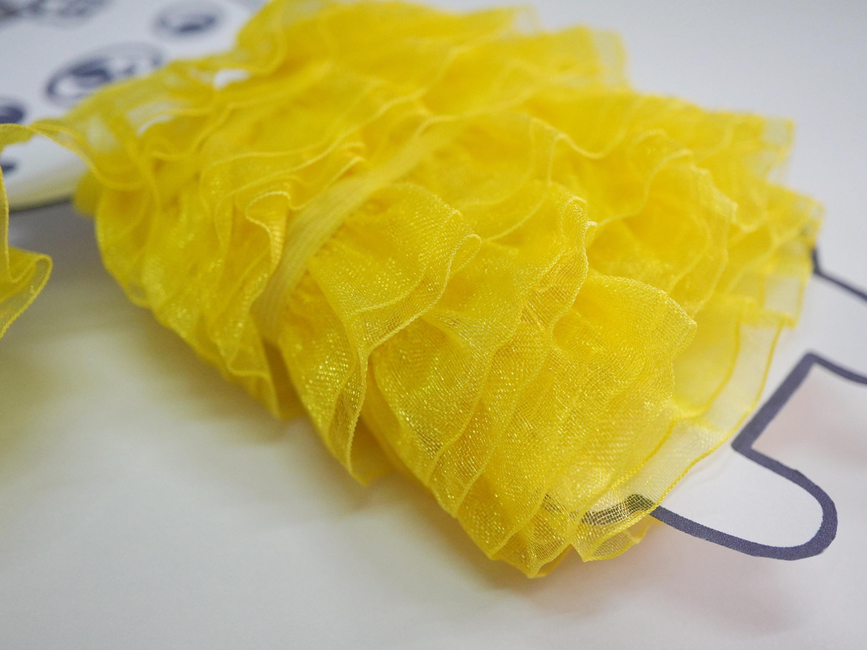 5 Yards Yellow Organza Ruffle Elastic Trim 2-layers - Etsy