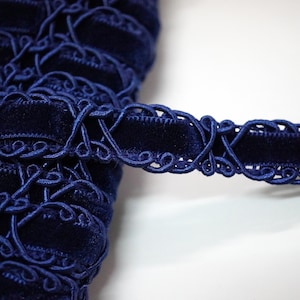 5 Yards 5/8" Navy Blue Braid Trim, Blue Braid trim, Braided Gimp Trim, Scroll Braid Trim, Chinese Braided Trim, navy blue velvet ribbon