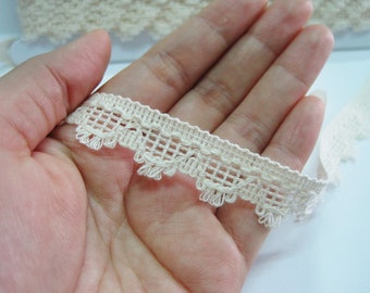 5 yards 100% Cotton Lace Trim, Cotton Trims, Unbleached Cotton Trim, Cotton braided, natural trim, ivory braided trim, cotton lace, lace