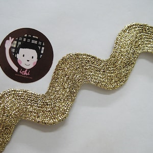 5 Yards Light Gold Jumbo Metallic Rick Rack Trim, Metallic rick rack, Metallic trim, Rick Rack Trim, gold rick rack, gold metallic trim