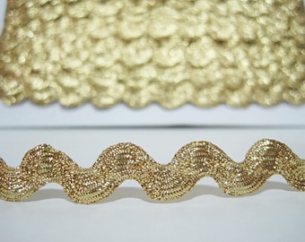5 yd 1/2&quot; or clair métallique Rick Rack, garniture or, garniture or Ric Rac, garniture métallique, garniture Rick or, Rick Rack Lot, paillettes d&#39;or