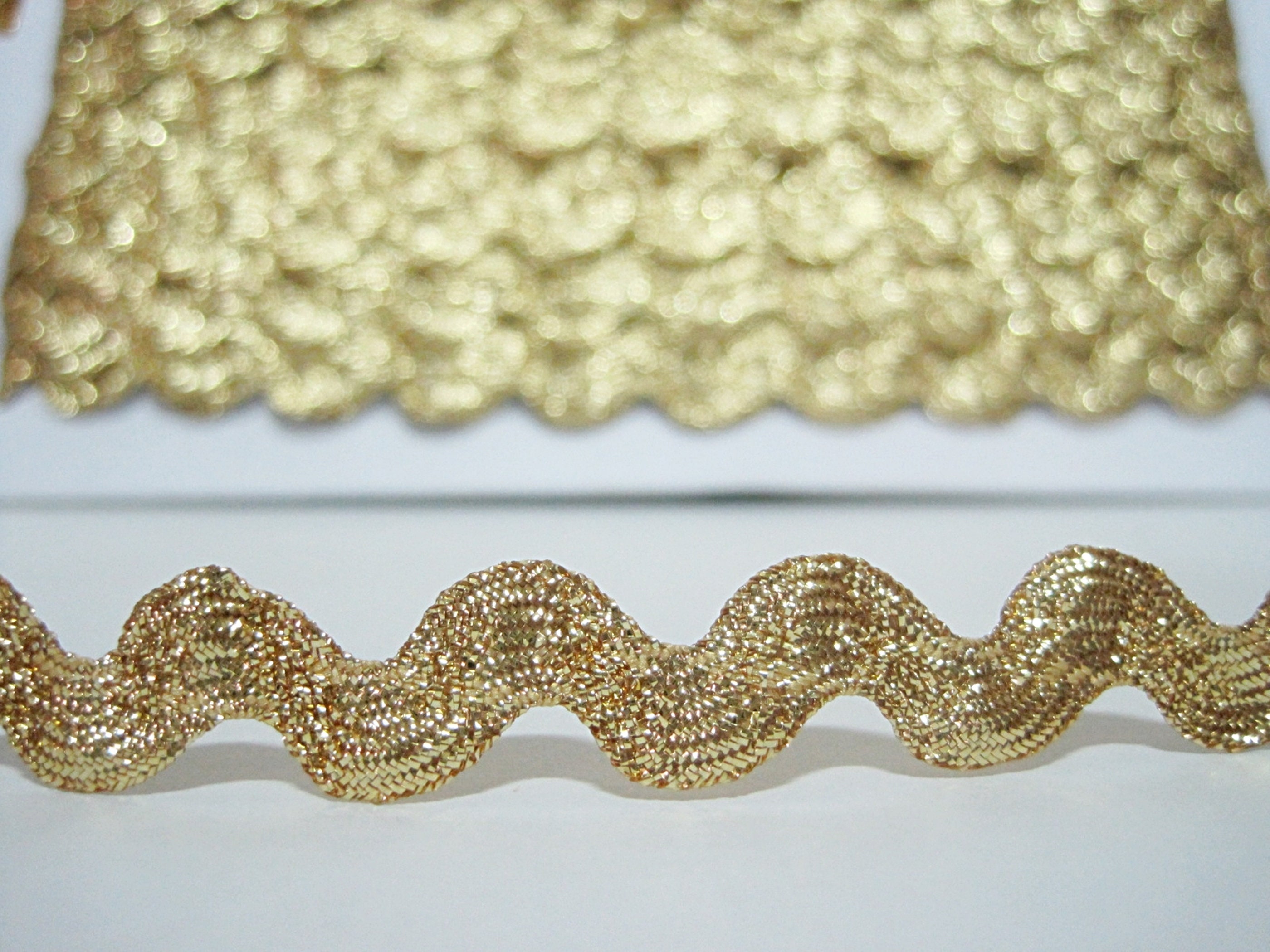 Trims by the Yard 1/8 Metallic Mini Ric Rac Trim, Metallic Gold