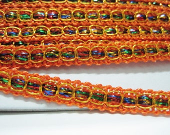 5 Yards 5/16 ""Orange-Rot-Gold Bändchen, Kordelband, Geflochtenes Kordelband, Kordelband, Orange-Rot-Gold Bändchen, orange geflochtenes Kordelband."