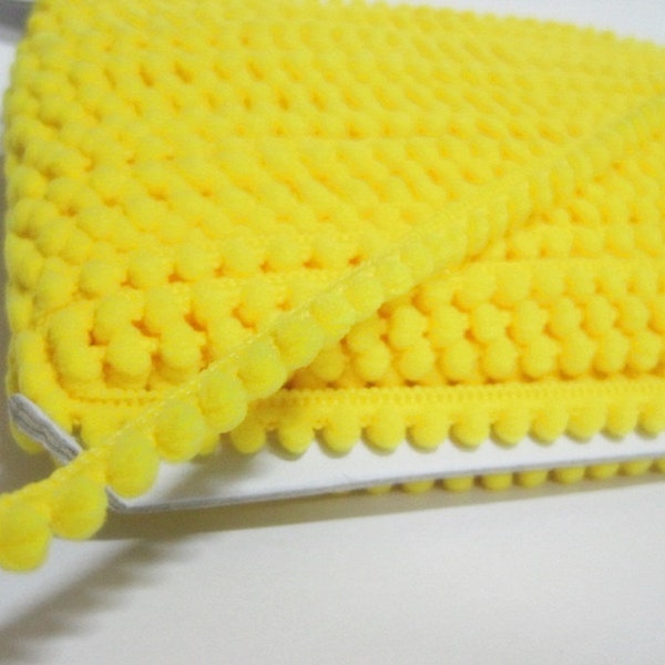 5 yards  Mini Pom Pom Trim, Bright Yellow (pom size 0.5 cm), Pom Pom Trim, Yellow pom pom Trim, Yellow trim, Wholesale trims, Trim lot, poms