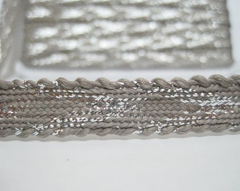 5 Yards 5/16" Gray Ribbon with Silver Metallic