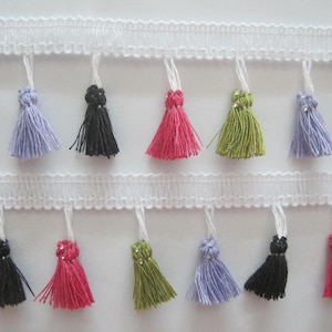 5 yards 3.7 cm Multicolored Tassel Fringe, tassel trim, multicolored tassel trim, Tassel garland, boho trim, pink tassel trim, pink tassel