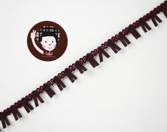 5 Yards Burgundy Tassel Trim, Tassel Trim, Tassel fringe, wholesale trim, dress fringe, suede tassel trim, dark red tassel fringe, red trim