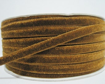 5 yards 1/4" Golden Brown Velvet Ribbon, Brown Ribbon, Ribbon, Wholesale Ribbon, Brown Velvet trim, Brown Velvet Ribbon, dark brown ribbon