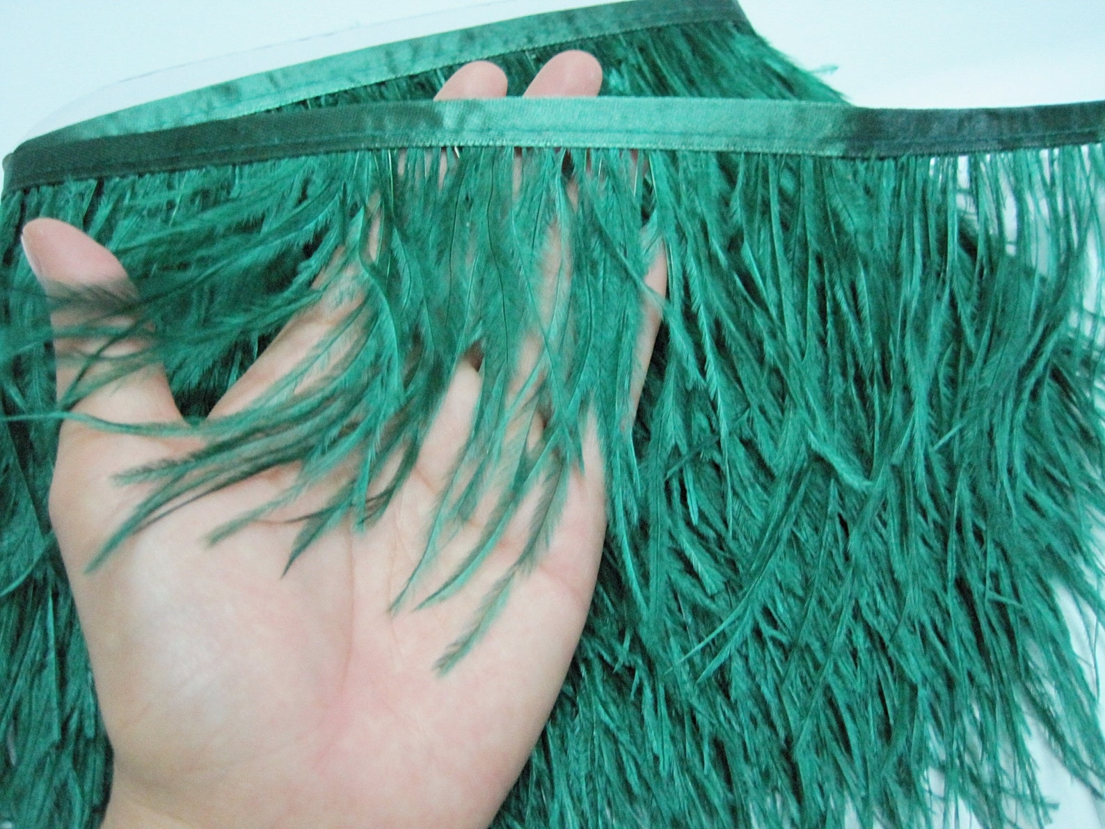 1 Yard Ostrich Trim Forest Green Fringe Ostrich Feather Etsy
