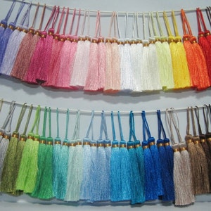 20 Pieces SELECT COLOR Long Silk Tassel with Gold Wrap, Tassel set, Wholesale Tassels, jewelry making, silk tassel, tassel garland, tassel