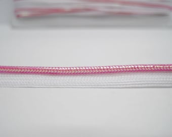 5 Yards Blanc-Rose Sparkly Lip Cord Passepoil, passepoil de bord, bordure décorative, bord du cordon à lèvres, bordure de rembourrage, passepoil de bord rose, bord blanc