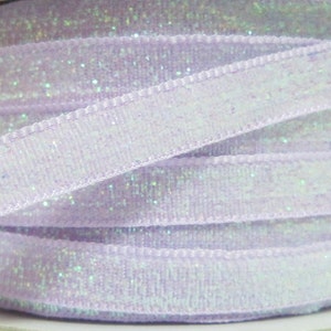 5 Yards 3/8&quot; Lilac Glitter Ribbon, Glitter yarn, Lavender Velvet Ribbon, Lavender Glitter, purple ribbon, Ribbon lot, Velvet Ribbon,purple