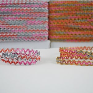 5 yards Multicolored Rick Rack with Silver/Gold Metallic, rainbow rick rack, multicolored braided trim, multicolored braid,multicolored lace