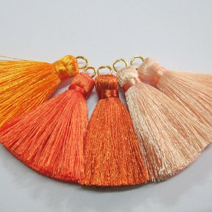 10 pcs Orange Short tassel w/ Jump Ring, Wholesale Tassels, silk tassel, short silk tassel, tassel supplies, orange tassel,decorative tassel