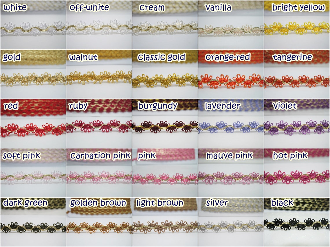5 Yards Silver Picot Rick Rack With Gold Braided, Gray Trim, Gray Picot ...