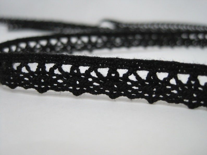 5 yards 3/8 Black Crochet Lace Trim, Lace Trim, Crochet Lace Trim, Cotton Lace Trim, Lace Trim Ribbon, Black Lace, Black trim, Black ribbon image 4