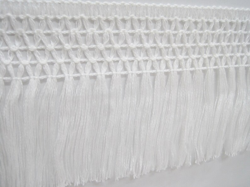 5 Yards 4 White Cotton Long Tassel Fringe Ivory Trim Etsy