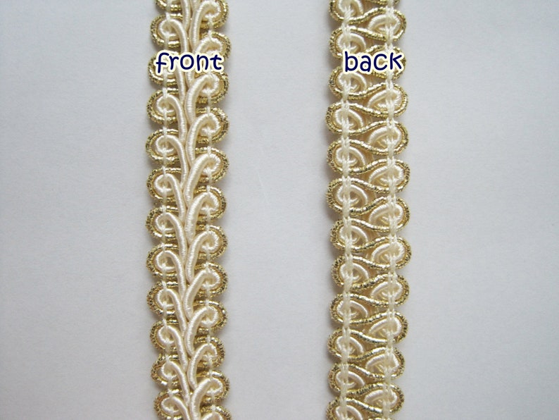 Scroll Braid Trim Gimp Braid Braided Gimp Trim Cream trim Chinese Braided Trim 5 Yards 12 Cream Gimp Braided Gold Metallic Edge Trim