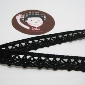 5 yards 3/8 Black Crochet Lace Trim, Lace Trim, Crochet Lace Trim, Cotton Lace Trim, Lace Trim Ribbon, Black Lace, Black trim, Black ribbon image 1