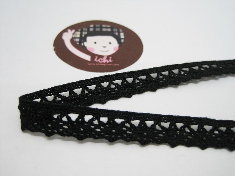 5 yards 3/8 Black Crochet Lace Trim, Lace Trim, Crochet Lace Trim, Cotton Lace Trim, Lace Trim Ribbon, Black Lace, Black trim, Black ribbon image 1