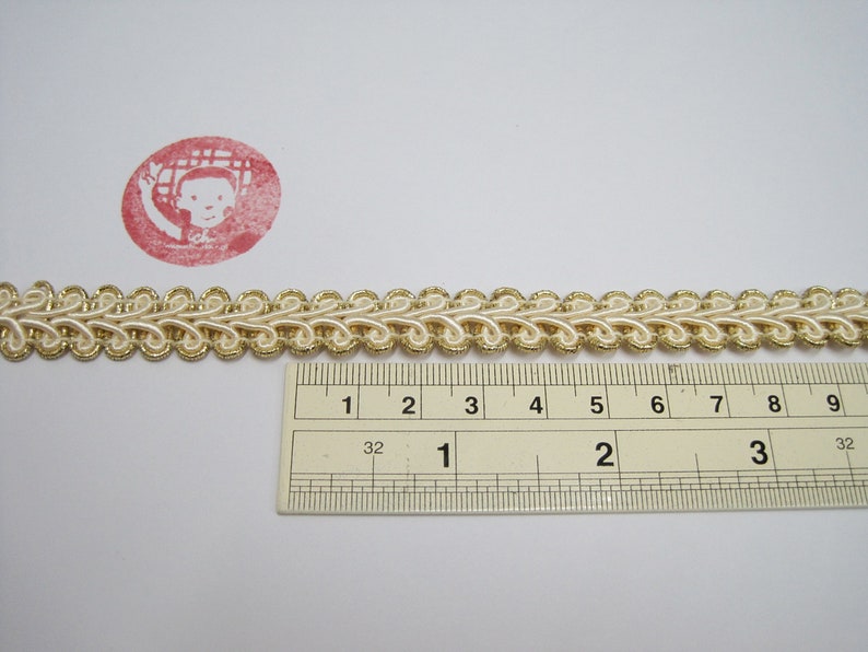 Scroll Braid Trim Gimp Braid Braided Gimp Trim Cream trim Chinese Braided Trim 5 Yards 12 Cream Gimp Braided Gold Metallic Edge Trim