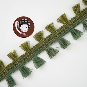 5 yards Green Double Sided Fringe, tassel fringe, 2 sides fringe, 2 side tassel trim, double sided fringe trim, olive green tassel fringe