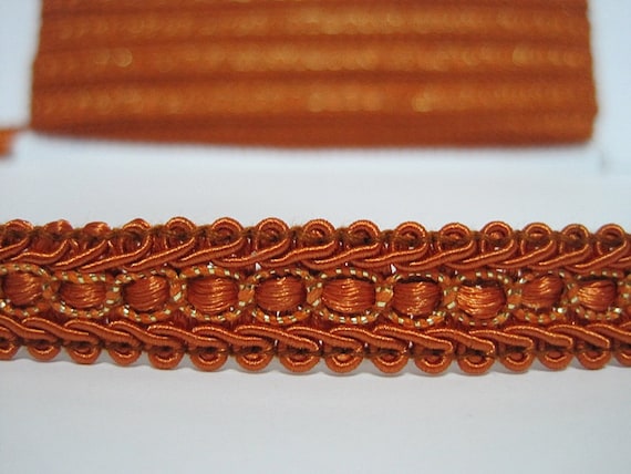 GIMP BRAID TRIM GREEN //TAN UPHOLSTERY FURNISHINGS 20MM WIDE QUALITY SEWING CRAFT