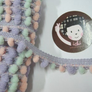 5 Yards Lilac Pink Sparkly Mini Pom Pom Trim, Pastel pom pom trim, Colorful trim, pastel trim, sparkly pom pom, multicolor pom pom trim